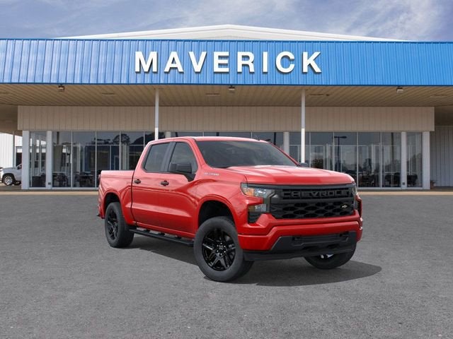 2026 Chevrolet Silverado 1500 Custom in Red Hot — front three-quarter view